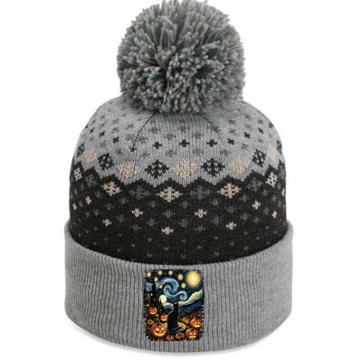 Halloween Van Gogh Starry Night Black Cat Pumpkins The Baniff Cuffed Pom Beanie