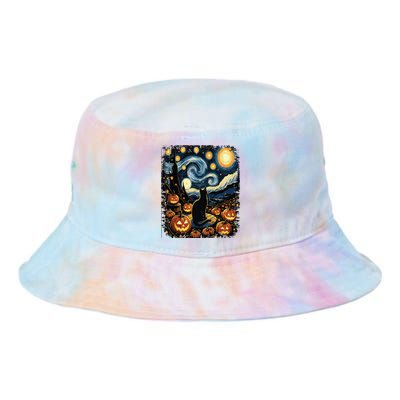 Halloween Van Gogh Starry Night Black Cat Pumpkins Tie Dye Newport Bucket Hat