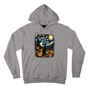 Halloween Van Gogh Starry Night Black Cat Pumpkins Tall Hoodie