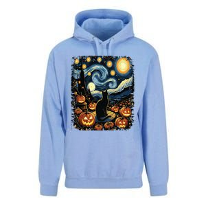 Halloween Van Gogh Starry Night Black Cat Pumpkins Unisex Surf Hoodie