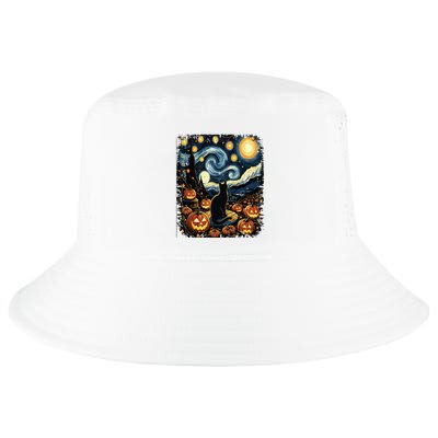 Halloween Van Gogh Starry Night Black Cat Pumpkins Cool Comfort Performance Bucket Hat