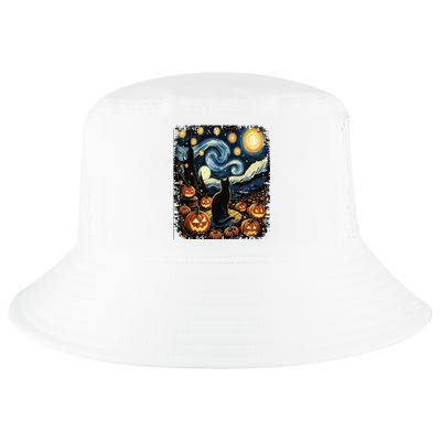 Halloween Van Gogh Starry Night Black Cat Pumpkins Cool Comfort Performance Bucket Hat