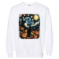 Halloween Van Gogh Starry Night Black Cat Pumpkins Garment-Dyed Sweatshirt