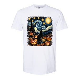 Halloween Van Gogh Starry Night Black Cat Pumpkins Softstyle CVC T-Shirt