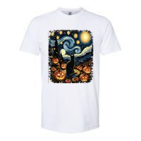 Halloween Van Gogh Starry Night Black Cat Pumpkins Softstyle CVC T-Shirt