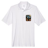 Halloween Van Gogh Starry Night Black Cat Pumpkins Men's Origin Performance Pique Polo