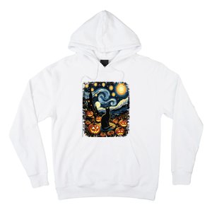 Halloween Van Gogh Starry Night Black Cat Pumpkins Hoodie