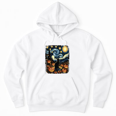 Halloween Van Gogh Starry Night Black Cat Pumpkins Hoodie