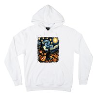 Halloween Van Gogh Starry Night Black Cat Pumpkins Hoodie