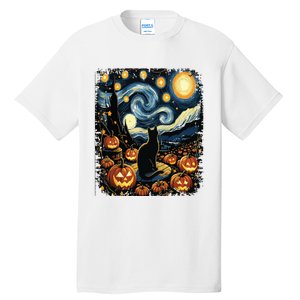 Halloween Van Gogh Starry Night Black Cat Pumpkins Tall T-Shirt