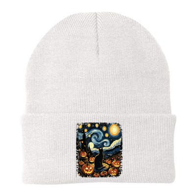 Halloween Van Gogh Starry Night Black Cat Pumpkins Knit Cap Winter Beanie