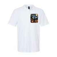 Halloween Van Gogh Starry Night Black Cat Pumpkins Softstyle Adult Sport Polo