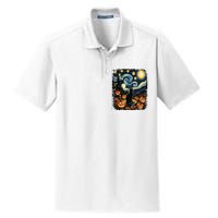 Halloween Van Gogh Starry Night Black Cat Pumpkins Dry Zone Grid Polo