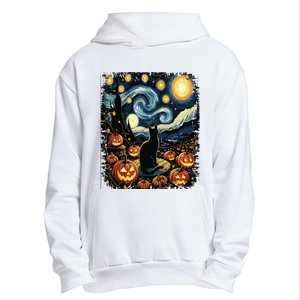 Halloween Van Gogh Starry Night Black Cat Pumpkins Urban Pullover Hoodie