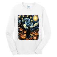 Halloween Van Gogh Starry Night Black Cat Pumpkins Tall Long Sleeve T-Shirt