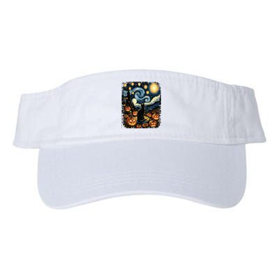 Halloween Van Gogh Starry Night Black Cat Pumpkins Valucap Bio-Washed Visor