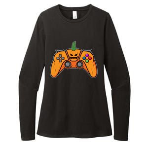 Halloween Video Game Controller With Pumpkin Face Gaming Funny Gift Womens CVC Long Sleeve Shirt