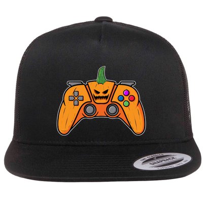Halloween Video Game Controller With Pumpkin Face Gaming Funny Gift Flatbill Hat