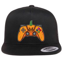 Halloween Video Game Controller With Pumpkin Face Gaming Funny Gift Flat Bill Trucker Hat