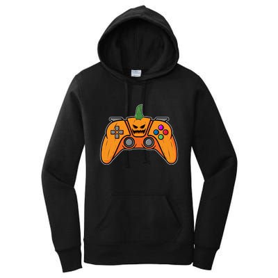 Halloween Video Game Controller With Pumpkin Face Gaming Funny Gift Women's Pullover Hoodie