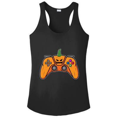 Halloween Video Game Controller With Pumpkin Face Gaming Funny Gift Ladies PosiCharge Competitor Racerback Tank