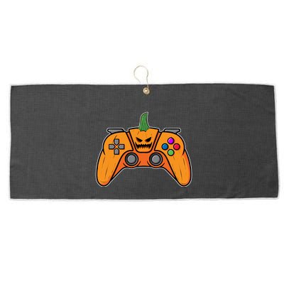 Halloween Video Game Controller With Pumpkin Face Gaming Funny Gift Large Microfiber Waffle Golf Towel