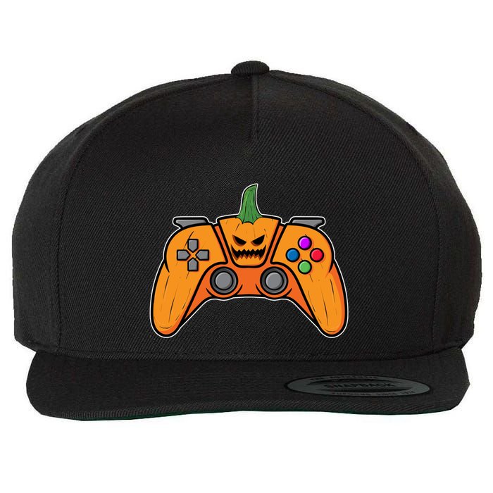 Halloween Video Game Controller With Pumpkin Face Gaming Funny Gift Wool Snapback Cap