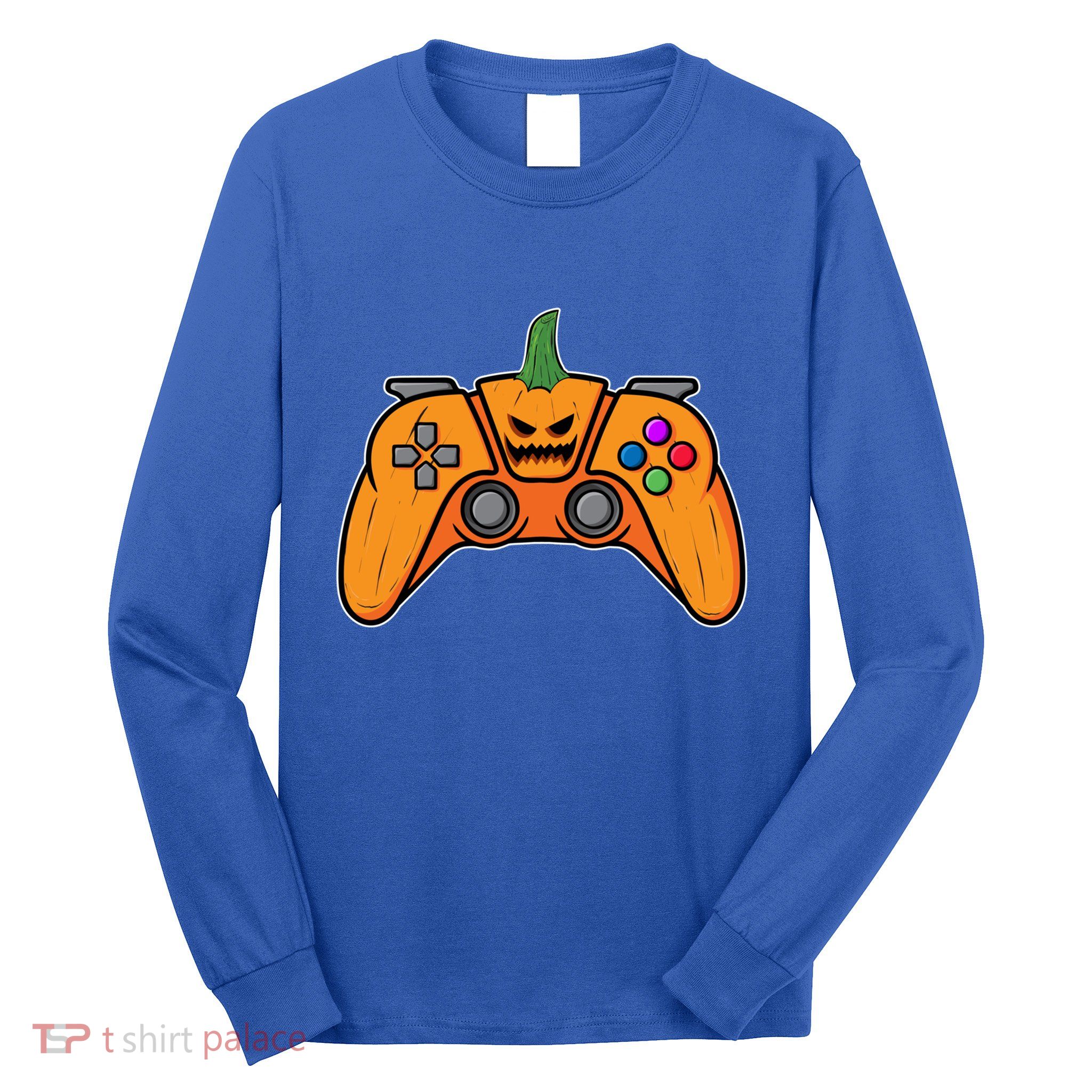 Halloween Video Game Controller With Pumpkin Face Gaming Funny Gift Long Sleeve Shirt