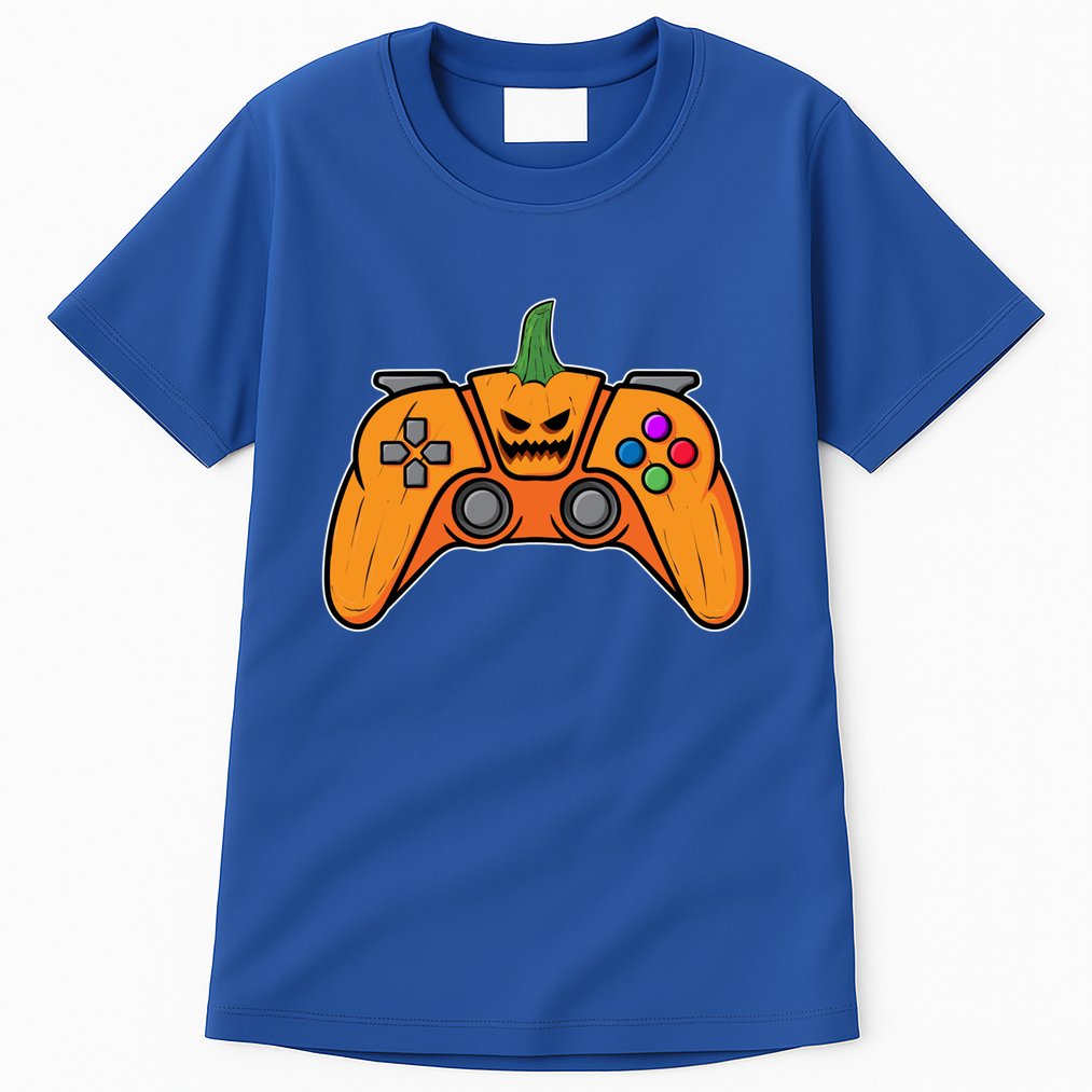 Halloween Video Game Controller With Pumpkin Face Gaming Funny Gift Tall T-Shirt