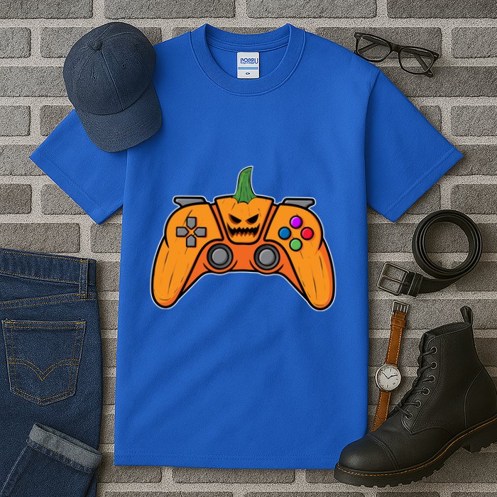 Halloween Video Game Controller With Pumpkin Face Gaming Funny Gift Tall T-Shirt