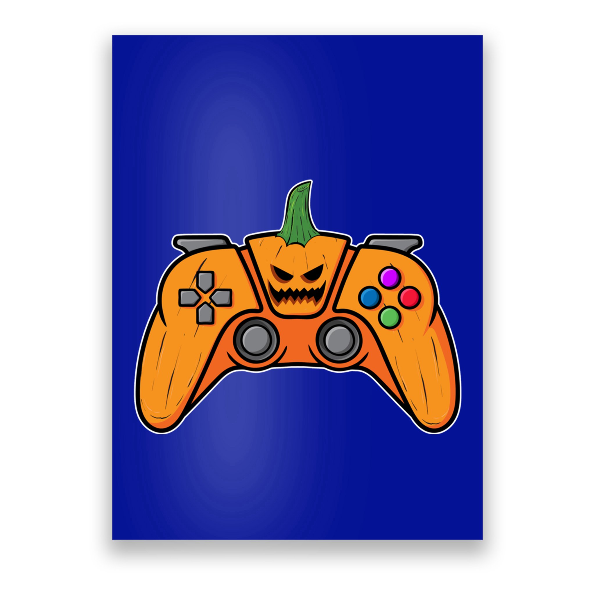 Halloween Video Game Controller With Pumpkin Face Gaming Funny Gift Poster