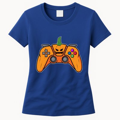 Halloween Video Game Controller With Pumpkin Face Gaming Funny Gift Womens T-Shirt