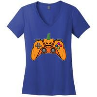 Halloween Video Game Controller With Pumpkin Face Gaming Funny Gift Women's V-Neck T-Shirt