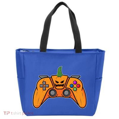 Halloween Video Game Controller With Pumpkin Face Gaming Funny Gift Zip Tote Bag