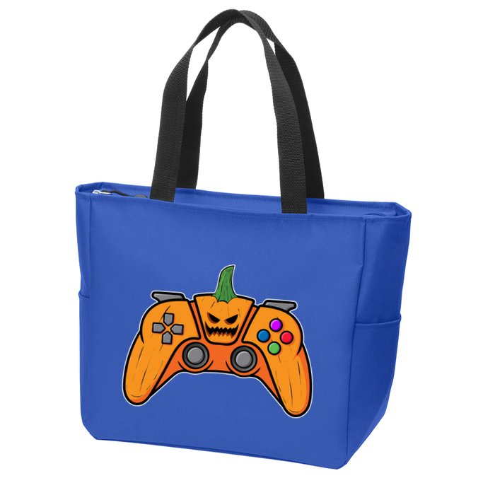 Halloween Video Game Controller With Pumpkin Face Gaming Funny Gift Zip Tote Bag