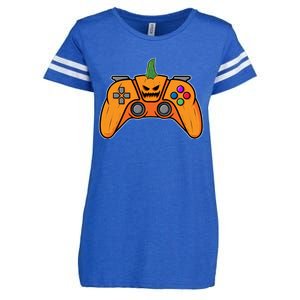 Halloween Video Game Controller With Pumpkin Face Gaming Funny Gift Enza Ladies Jersey Football T-Shirt