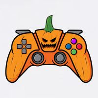 Halloween Video Game Controller With Pumpkin Face Gaming Funny Gift Garment-Dyed Sweatshirt