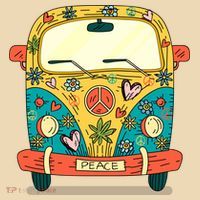 Hippie Van Drawstring Bag