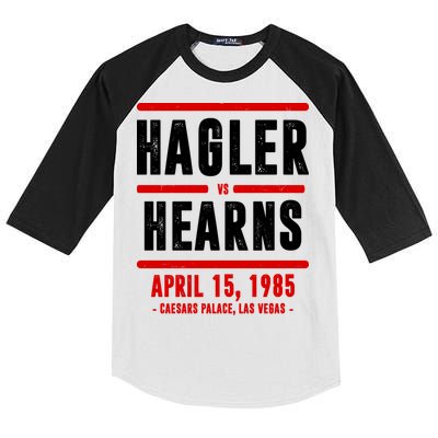 Hagler Vs Hearns 80s Boxing Kids Colorblock Raglan Jersey