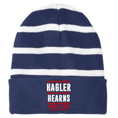 Hagler Vs Hearns 80s Boxing Striped Beanie with Solid Band