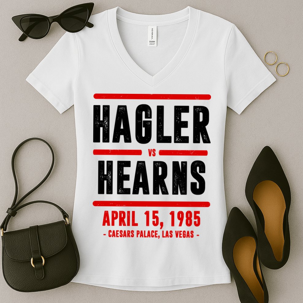 Hagler Vs Hearns 80s Boxing Women's V-Neck T-Shirt