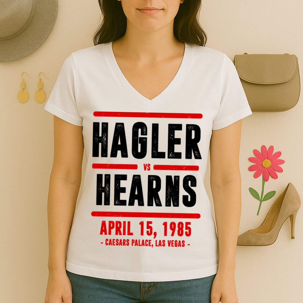 Hagler Vs Hearns 80s Boxing Women's V-Neck T-Shirt