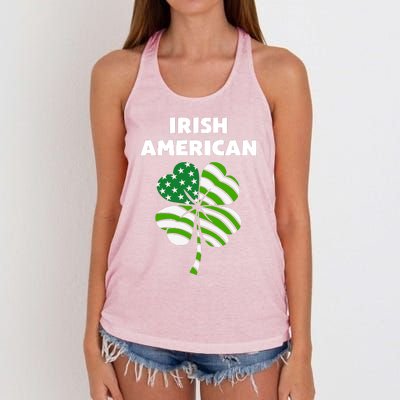 Happy Vintage Irish American Flag Shamrock Gift Women's Knotted Racerback Tank