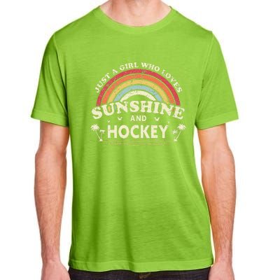 Hockey Vintage Just A Girl Who Loves Sunshine And Hockey Adult ChromaSoft Performance T-Shirt