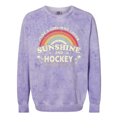 Hockey Vintage Just A Girl Who Loves Sunshine And Hockey Colorblast Crewneck Sweatshirt