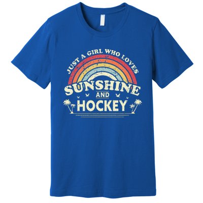 Hockey Vintage Just A Girl Who Loves Sunshine And Hockey Premium T-Shirt