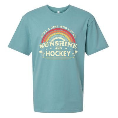 Hockey Vintage Just A Girl Who Loves Sunshine And Hockey Sueded Cloud Jersey T-Shirt