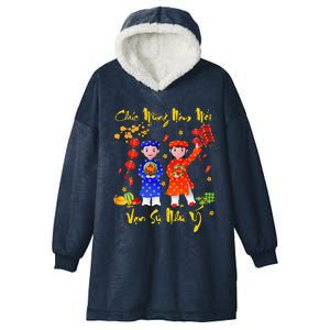 Happy Vietnamese Lunar New Year Chuc Mung Nam Moi Matching Hooded Wearable Blanket