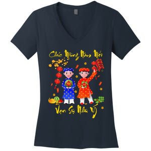 Happy Vietnamese Lunar New Year Chuc Mung Nam Moi Matching Women's V-Neck T-Shirt