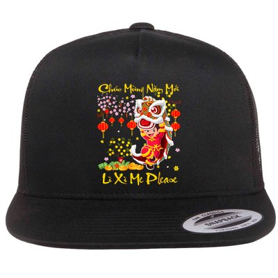 Happy Vietnamese Lunar New Year Of The Snake Li Xi Me Please Flat Bill Trucker Hat